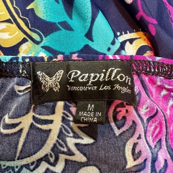 PAPILLON, NWOT, MAXI DRESS IN ROYAL BLUE WITH COLORFUL PAISLEY ACCENTS. SIZE M - Picture 10 of 11